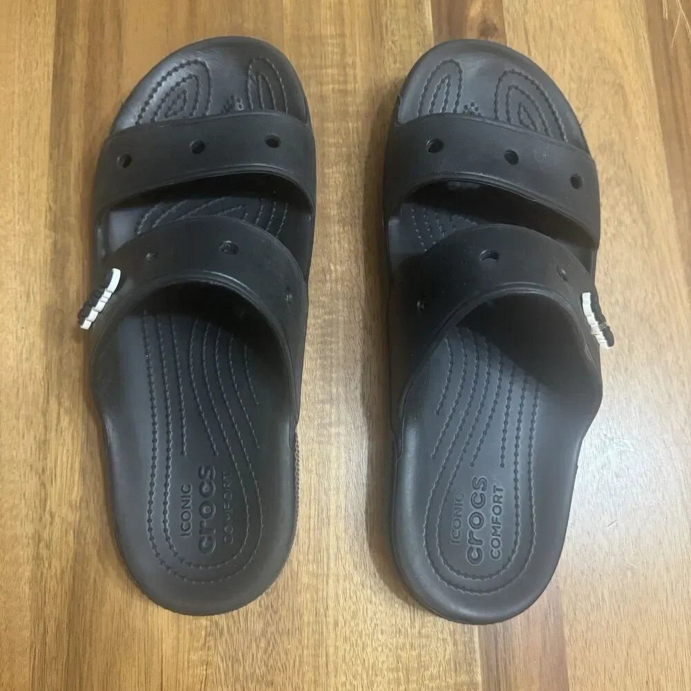 Crocs Adult Unisex Classic Two-Strap Slide Sandals - Black Men’s 10